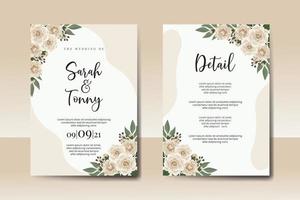 bruiloft uitnodiging kader set, bloemen waterverf digitaal hand- getrokken camelia bloem ontwerp uitnodiging kaart sjabloon vector
