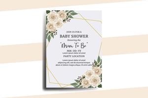 baby douche groet kaart camelia bloem ontwerp sjabloon vector