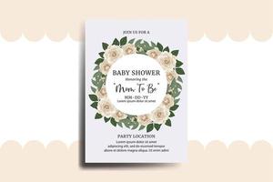 baby douche groet kaart camelia bloem ontwerp sjabloon vector