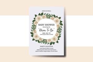 baby douche groet kaart camelia bloem ontwerp sjabloon vector