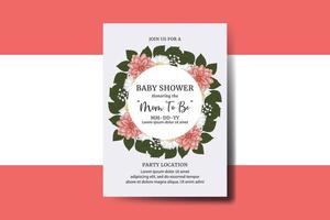 baby douche groet kaart dahlia bloem ontwerp sjabloon vector