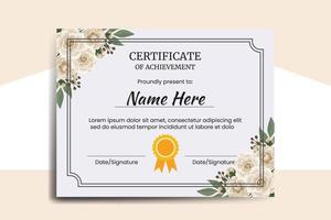 certificaat sjabloon camelia bloem waterverf digitaal hand- getrokken vector