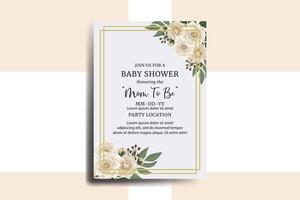 baby douche groet kaart camelia bloem ontwerp sjabloon vector