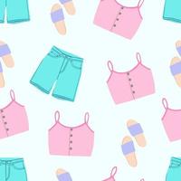naadloos patroon met modieus zomer kleren vector