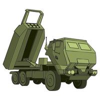 himars tekening in vlak stijl. artillerie raket systeem. tactisch vrachtwagen. kleurrijk vector illustratie geïsoleerd Aan wit achtergrond.