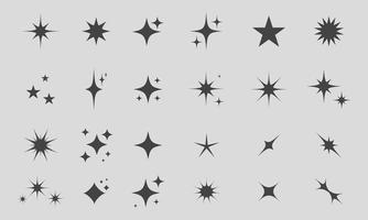 retro futuristische fonkeling pictogrammen verzameling. reeks van ster vormen. abstract koel schijnen effect teken vector ontwerp. Sjablonen voor ontwerp, affiches, projecten, spandoeken, logo, en bedrijf kaarten