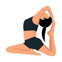 een gezichtsloos meisje is aan het doen yoga. de concept van een gezond levensstijl. geïsoleerd voorwerp Aan een wit achtergrond. vector afbeelding.