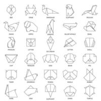 reeks van geïsoleerd dieren, insecten, vogelstand en voorwerpen in vlak stijl. schets origami logo, pictogrammen Aan wit achtergrond. vector illustratie