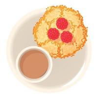 pannenkoek toetje icoon isometrische vector. pannenkoek met framboos en melk koffie vector