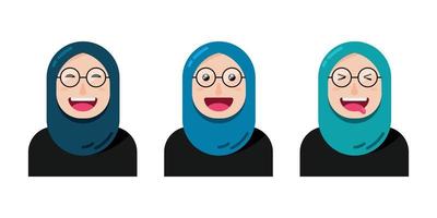 reeks van schattig moslim vrouw karakter vector