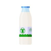 vlakke stijl glazen fles melk geïsoleerd pictogram op witte achtergrond vector