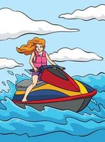 Jet ski gekleurde tekenfilm illustratie vector