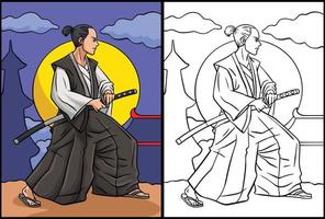 samurai kleur bladzijde gekleurde illustratie vector