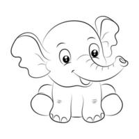 olifant kleur bladzijde voor kinderen hand- getrokken olifant schets illustratie vector