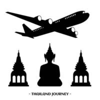 Thailand reis symbool silhouet verzameling Aan wit achtergrond vector