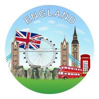 engeland cirkel logo met engeland oriëntatiepunten vector