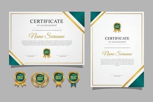 moderne elegante gouden certificaatsjabloon met badge vector