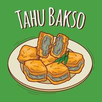 tahu bakso illustratie Indonesisch voedsel met tekenfilm stijl vector