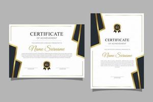 zwart en goud certificaat met insigne en grens sjabloon. voor prijs, bedrijf, en onderwijs behoeften vector