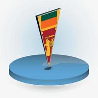 sri lanka kaart in ronde isometrische stijl met driehoekig 3d vlag van sri lanka vector