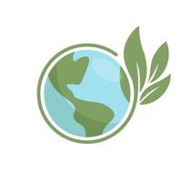 planeet aarde icoon met blad beschermen het. opslaan de wereld, milieuvriendelijk symbool. beschermen de omgeving. vector
