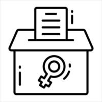 stemmen doos met vrouwelijk symbool, vector ontwerp van feminisme stemmen