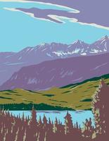 smaragd meer in yoho nationaal park in Brits Columbia Canada wpa poster kunst vector