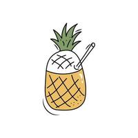 ananas cocktail hand- tekening geïsoleerd Aan een wit achtergrond. tekening vector illustratie.