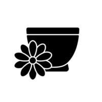 chrysanthemum thee zwarte glyph pictogram vector