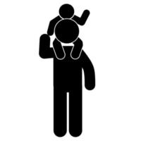 vader en zoon silhouet. vader en zoon illustratie icoon. stok figuur, pictogram vector