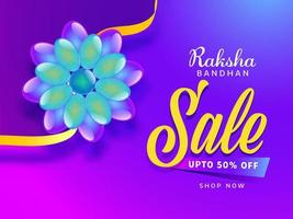 raksha bandhan uitverkoop poster ontwerp met glanzend parel raki. vector