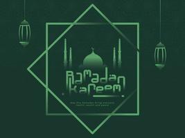 Islamitisch heilig maand van Ramadan kareem concept met hangende lantaarns, moskee Aan groen achtergrond. vector