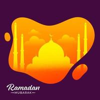 Islamitisch heilig maand van Ramadan mubarak met mooi moskee Aan geel achtergrond. vector