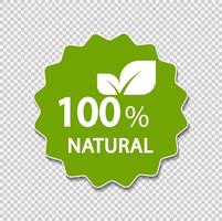 100 procent natuurlijk label. vector illustratie.