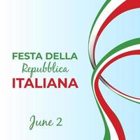 Italiaans republiek dag, 2e juni, festa della repubblica Italiaans, krom golvend lint in kleuren van de Italiaans nationaal vlag. viering achtergrond vector