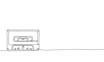 een lijn doorlopend compact cassette. cassette plakband, audio cassette. lijn kunst vector hand- getrokken illustratie