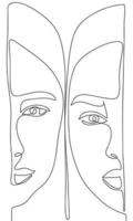 een lijn doorlopend twee gezichten spandoek. menselijk gezicht. vrouw of Mens gezicht. vector illustratie.