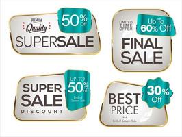 super sale gouden retro badges en labels collectie vector