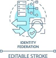 identiteit federatie turkoois concept icoon. identiteit beheer abstract idee dun lijn illustratie. vertrouwen domeinen. geïsoleerd schets tekening. bewerkbare beroerte vector