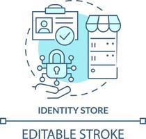 identiteit op te slaan turkoois concept icoon. directory onderhoud abstract idee dun lijn illustratie. warehousing informatie. geïsoleerd schets tekening. bewerkbare beroerte vector