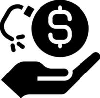 verlies van geld zwart glyph icoon. financieel risico. faillissement geval. omgang met schuld. voorraad markt Botsing. impuls kopen. silhouet symbool Aan wit ruimte. solide pictogram. vector geïsoleerd illustratie