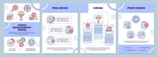 crisis communicatie Purper brochure sjabloon. brochure ontwerp met lineair pictogrammen. bewerkbare 4 vector indelingen voor presentatie, jaar- rapporten