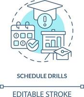 schema boren turkoois concept icoon. onderwijs sessies. crisis beheer team abstract idee dun lijn illustratie. geïsoleerd schets tekening. bewerkbare beroerte vector