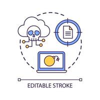 sociaal bouwkunde aanval concept icoon. verspreiding digitaal virus. geïnfecteerde bestanden. cyber gevaar. malware abstract idee dun lijn illustratie. geïsoleerd schets tekening. bewerkbare beroerte vector