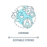 vergelijken en analyseren turkoois concept icoon vector