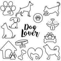 liefde hond icoon vector set. huisdier illustratie teken verzameling.