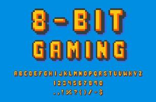 8 beetje pixel doopvont type en spel lettertype alfabet vector
