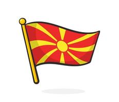 tekenfilm illustratie van nationaal vlag van Macedonië Aan vlaggestok vector