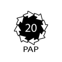 papier recycling symbool pap 20. vectorillustratie vector