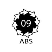 plastic recycle symbool abs 9 vector pictogram. plastic recyclingcode abs 09.